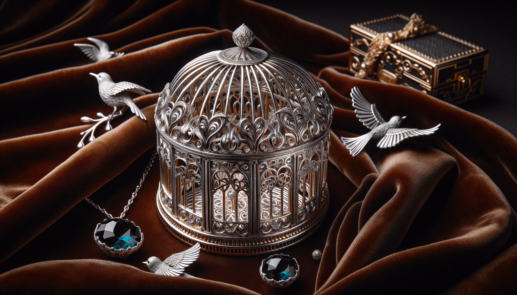 Серебряная миниатюрная клетка для канарейки