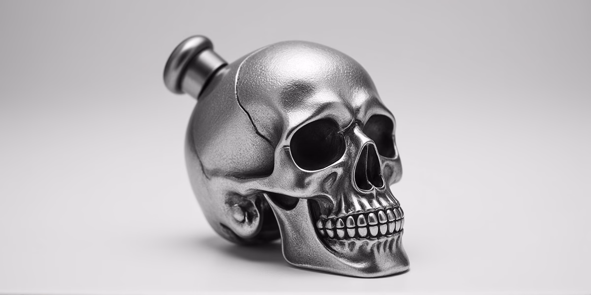 Серебряный флакон для духов в форме черепа (Англия)