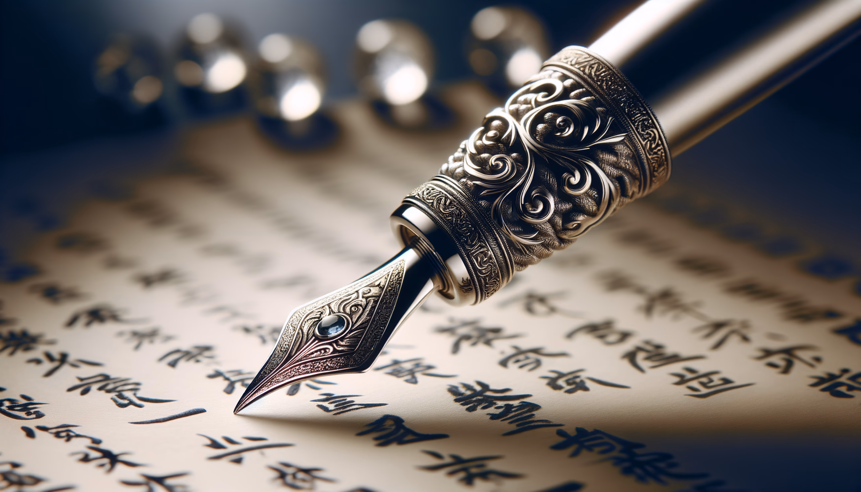 Серебряный наконечник пера каллиграфа (Китай)