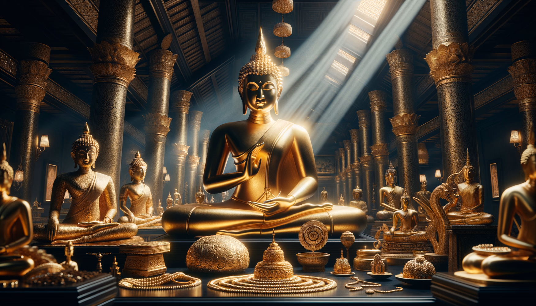 Статуи Будды: массивные золотые и позолоченные изваяния в храмах Азии