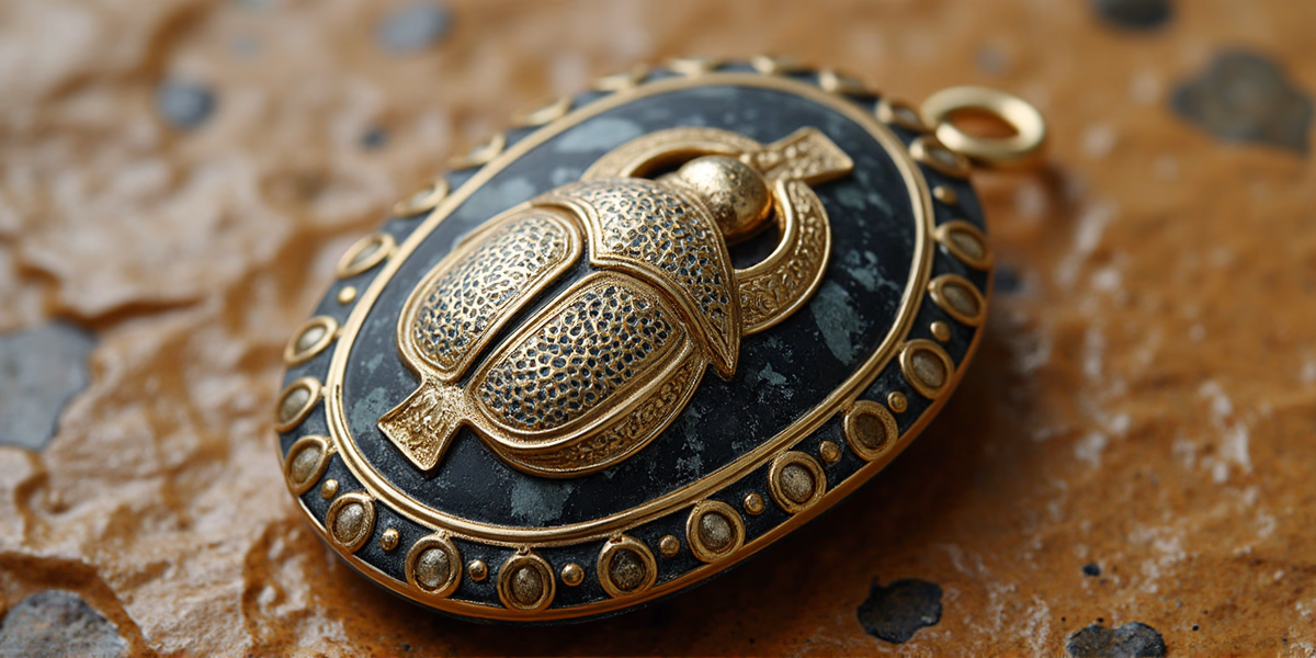 Золотая вставка в амулет-скарабей