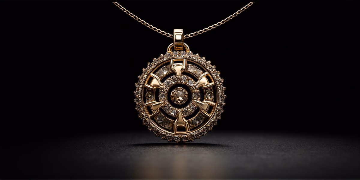 Золотой медальон в форме шестерни