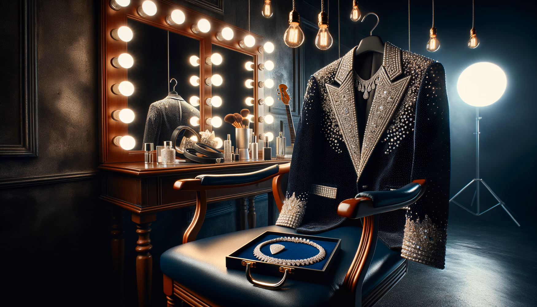 Блестящий пиджак для сцены: эффектный образ музыканта.