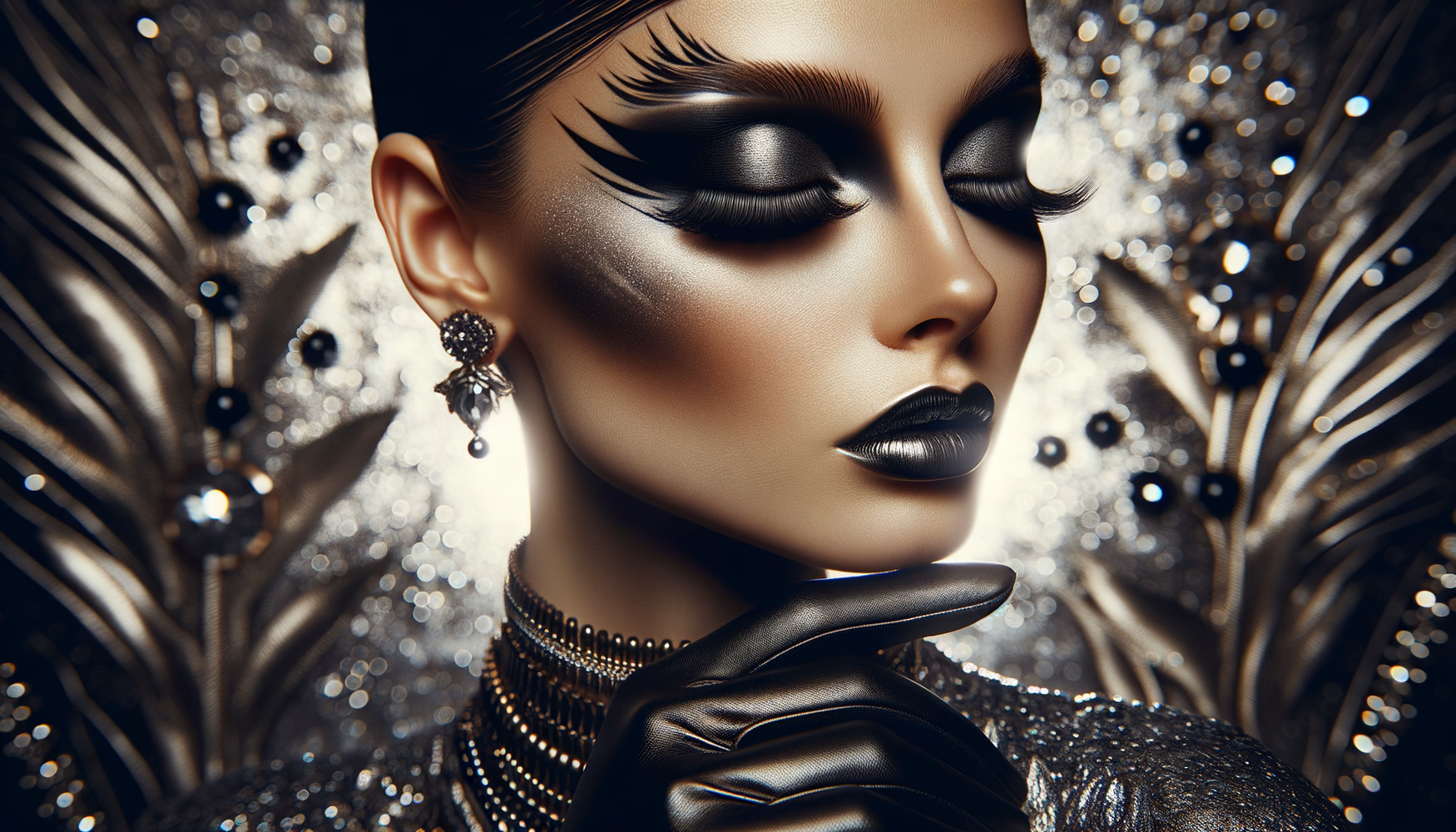 Готический макияж с металлическим финишем: тёмный блеск.