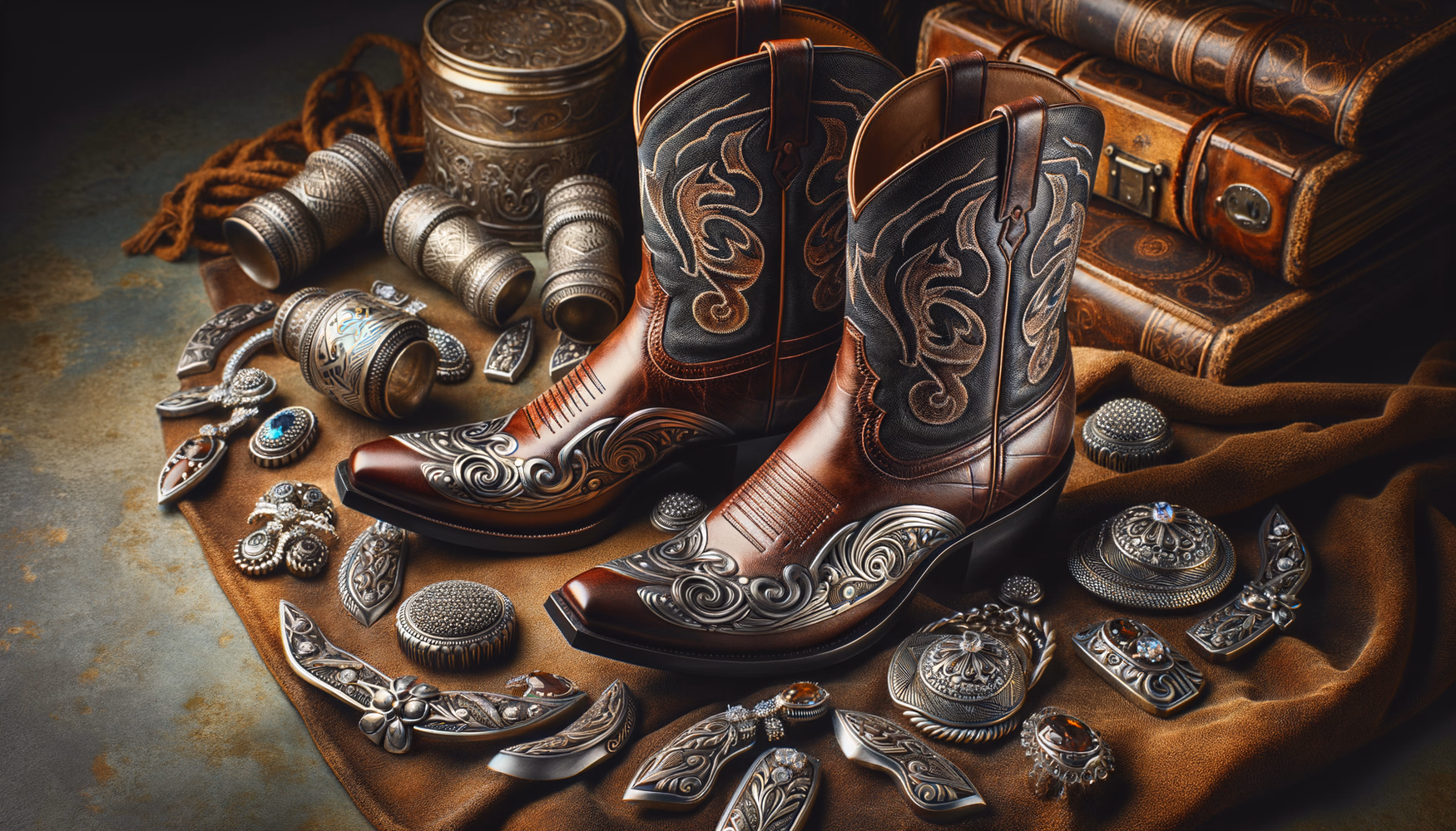 Ковбойские сапоги с серебряной инкрустацией: западный шик.