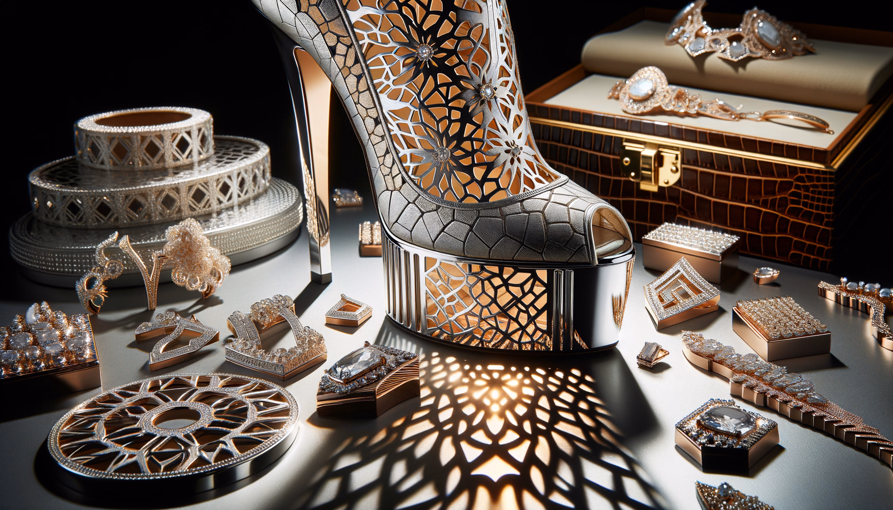 Лазерная резка металла в дизайне каблуков и платформ.