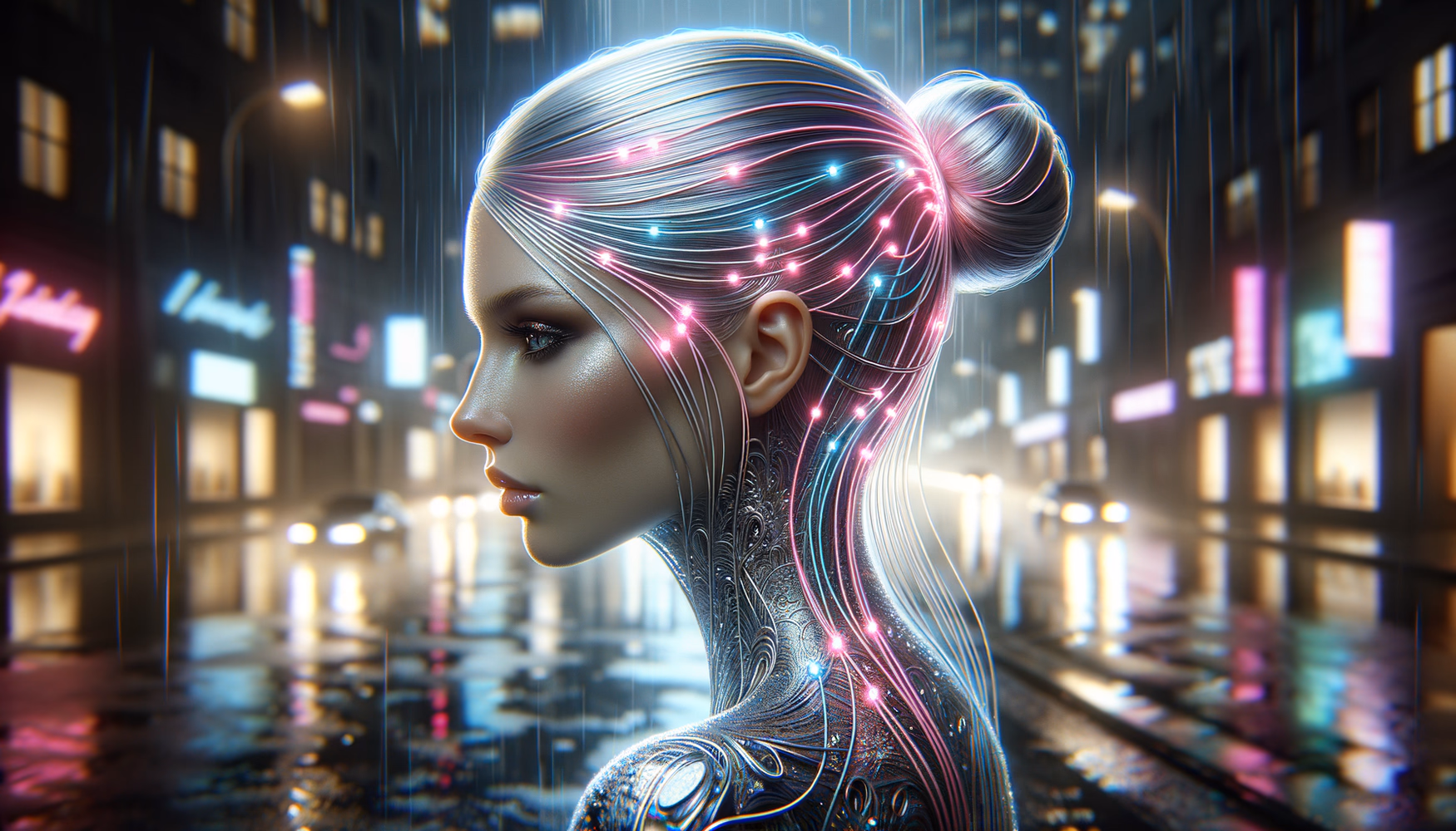 Неон и металл: киберпанк-стиль в волосах.