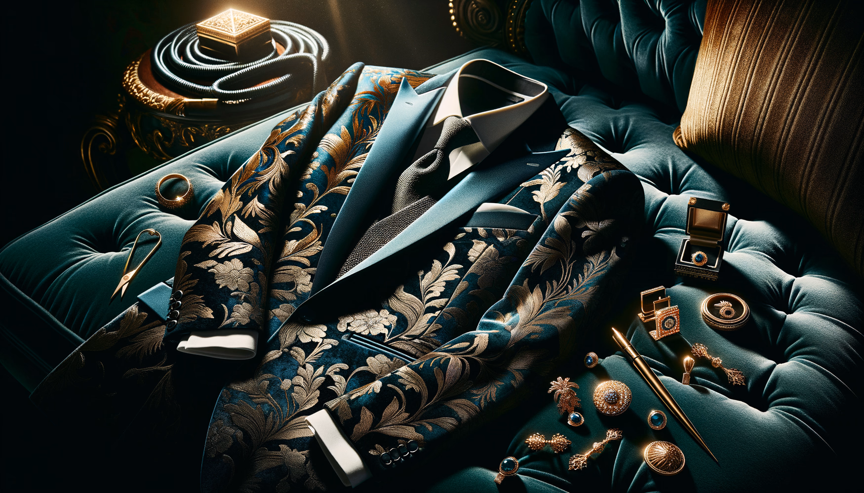 Парча и металлизированный жаккард в мужских костюмах.