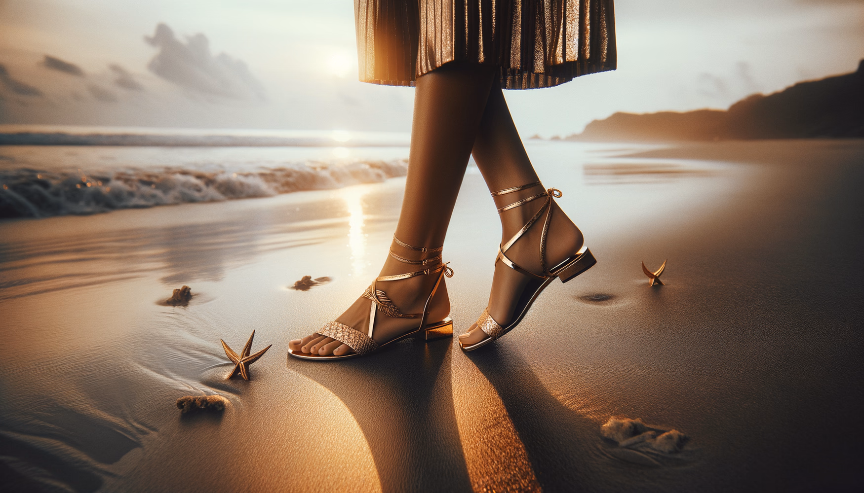 Вьетнамки с золотым напылением: пляжная мода luxe-уровня.