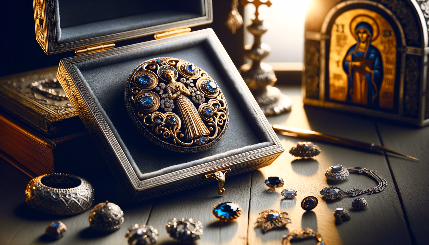 Металлические элементы икон и окладов в светских украшениях