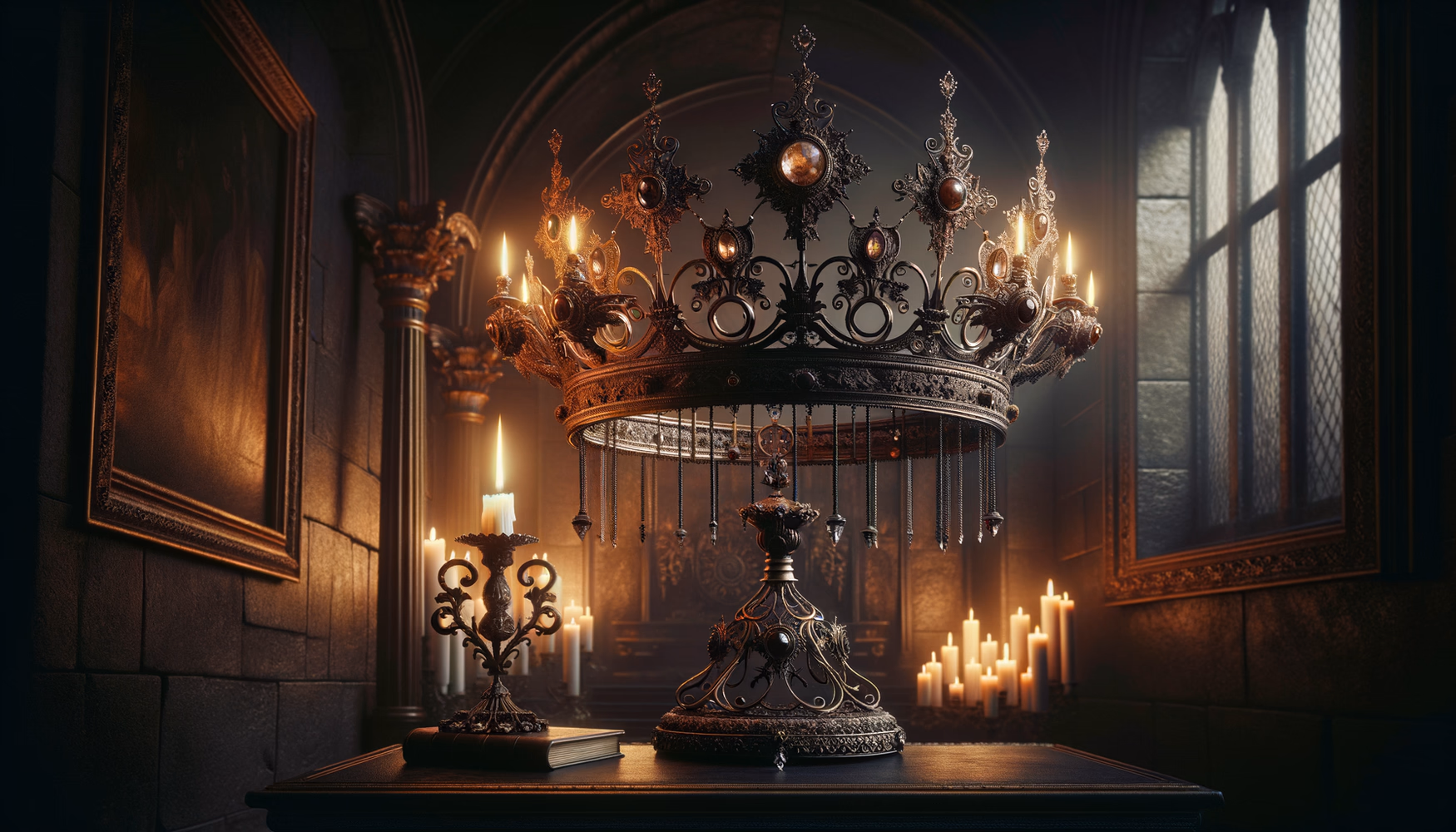 Металлические люстры и подсвечники в святилищах