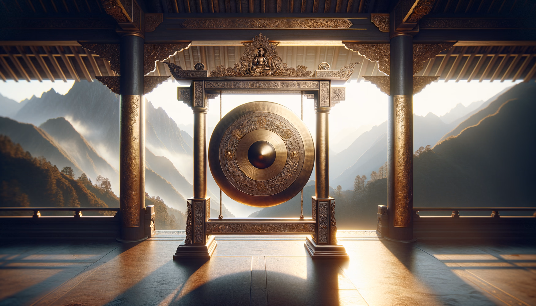 Павильоны с бронзовыми гонгами в буддийских монастырях