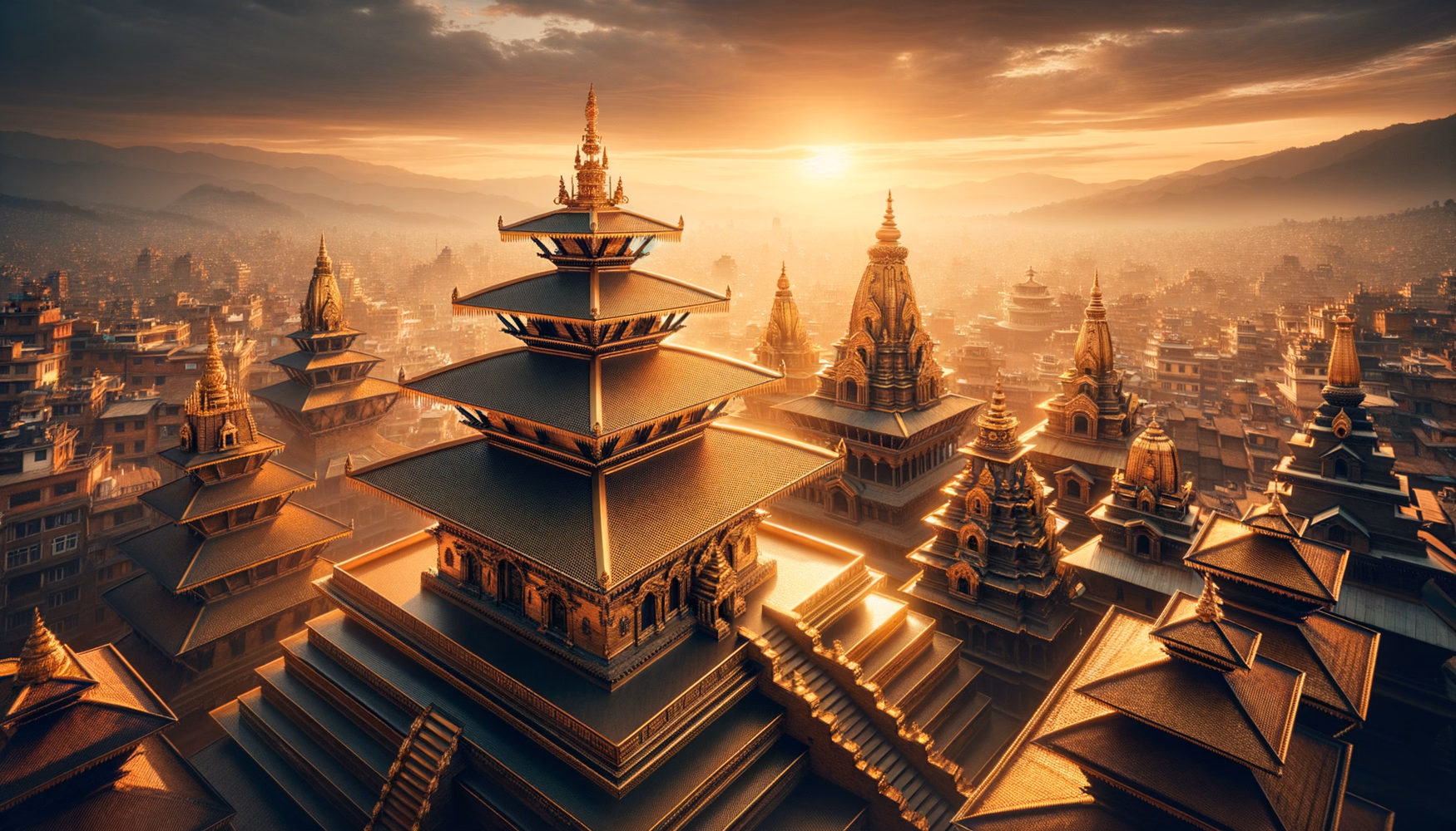 Позолоченные крыши храмов Катманду