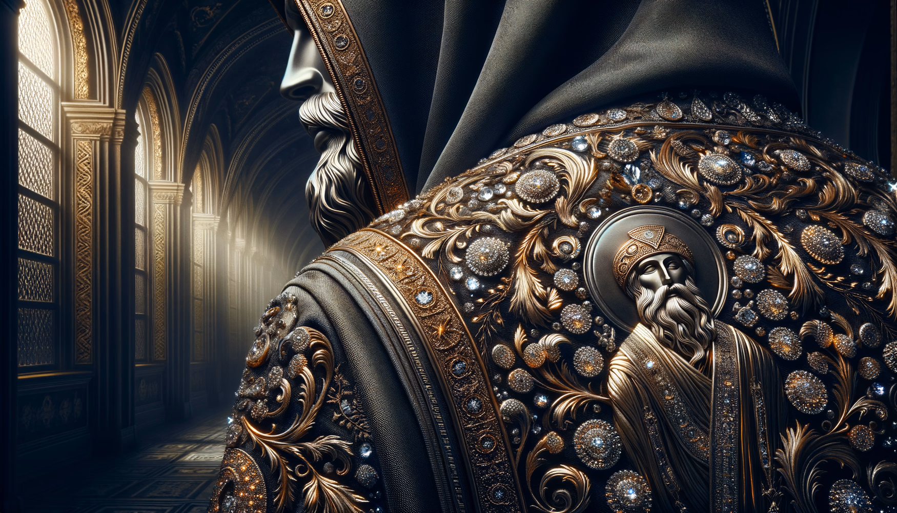 Серебряные ткани и нити в ризах