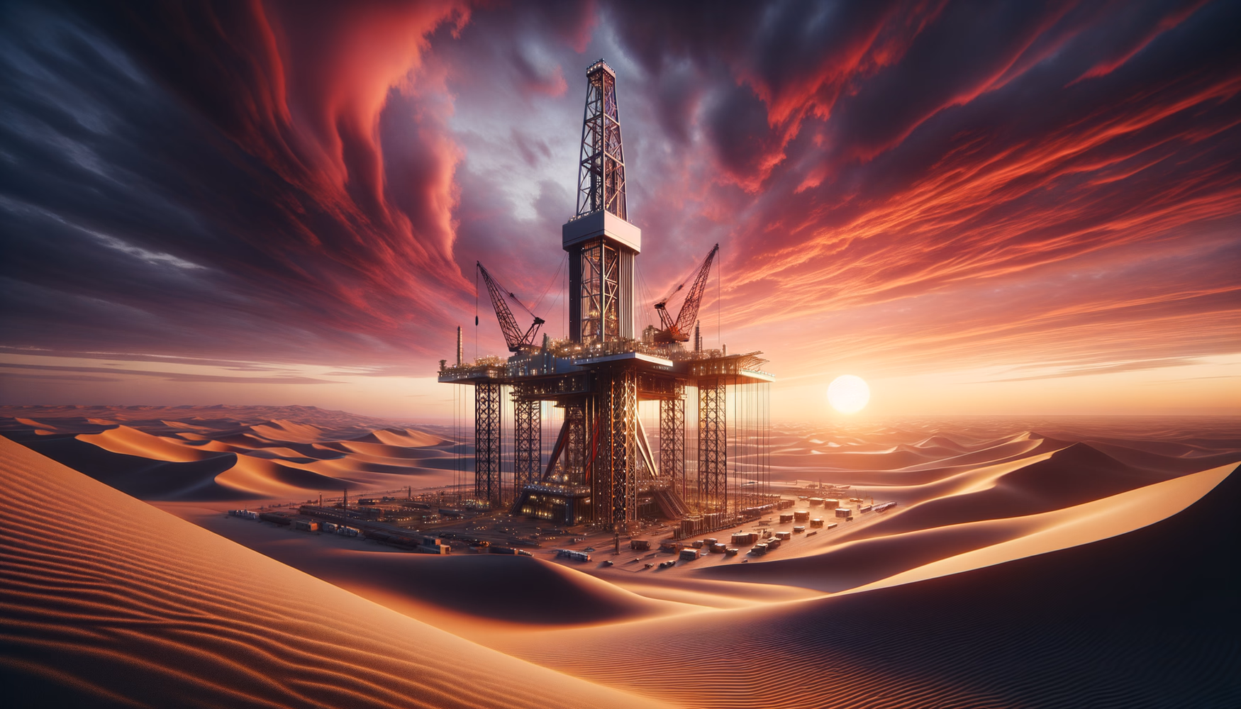 Нефть и газ: стальные буровые вышки, трубопроводы и резервуары