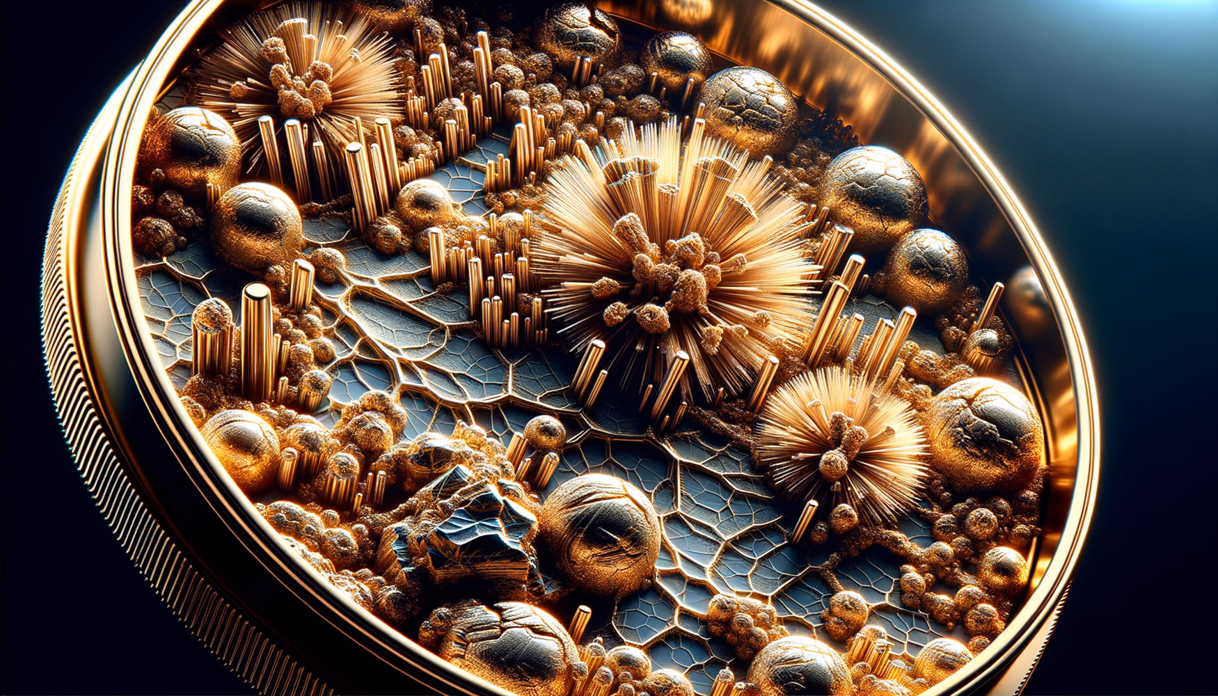 Очистка серебра с позолотой под увеличением